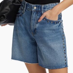 Reformation Raye Studded Mid-Rise Denim Shorts, 26